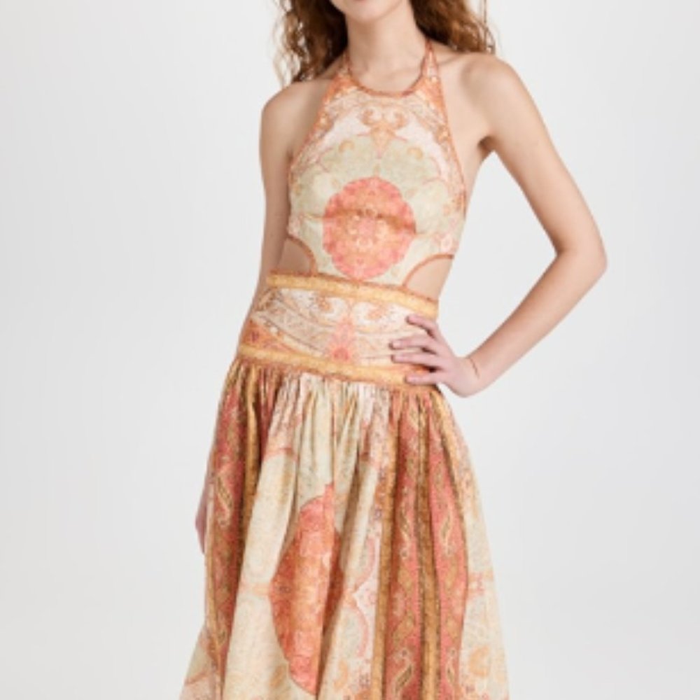 ZIMMERMANN Anneke Cutout Paisley-print Linen Maxi Dress Size AU 0 (Small)